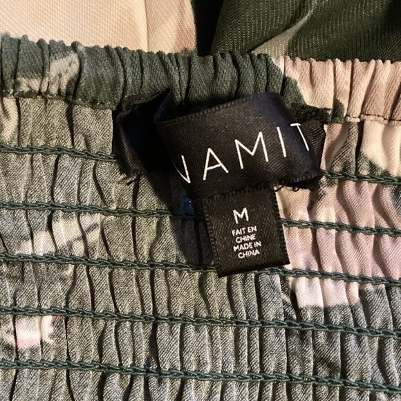 Dynamite Women's Sleeveless Strapless Green Floral Short Mini Romper Vacation - Picture 11 of 12